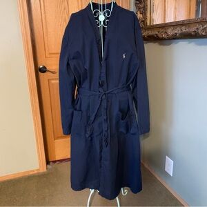 Polo Ralph Lauren Bathrobe Men's Size L/XL Blue Lightweight Cotton Tie Waist
